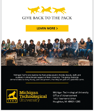 Image of email for Michigan Tech's Give Back to the Pack campaign.