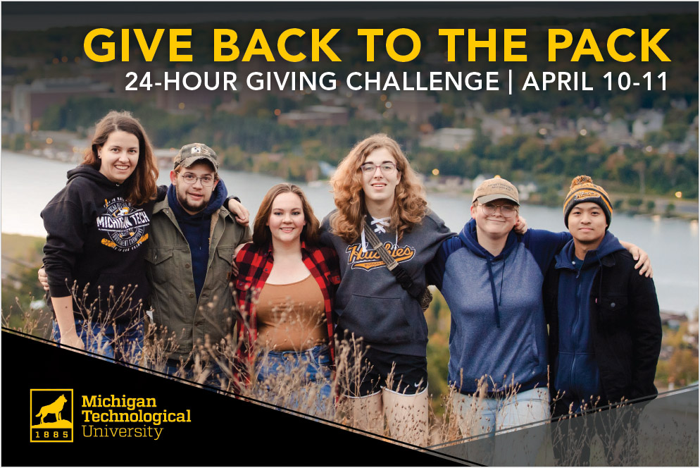 Michigan Tech Give Back to the Pack giving day postcard